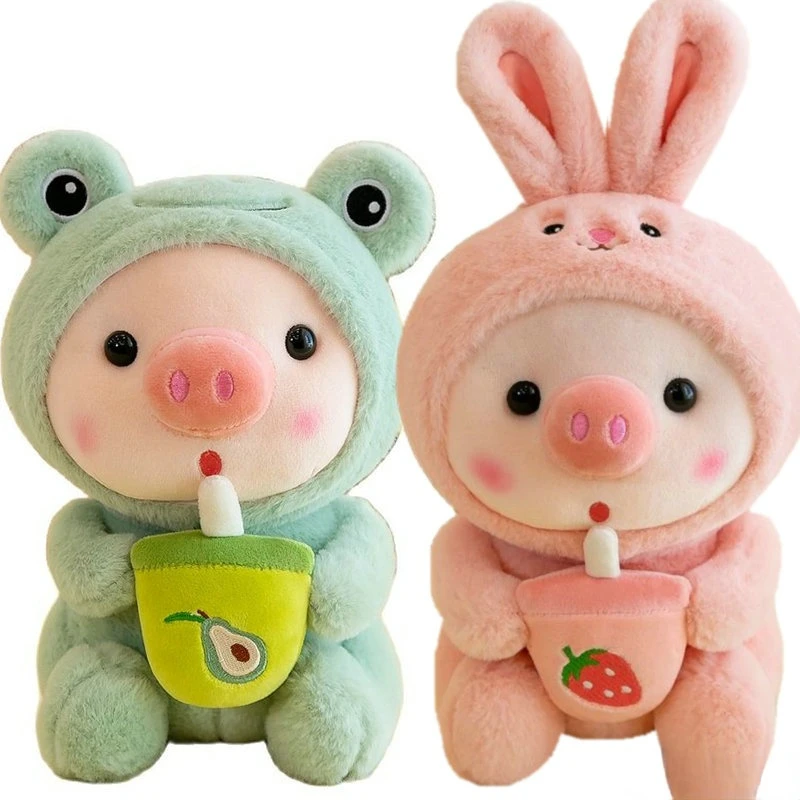 

1pc 25cm Cute Transformed Cosplay Unciorn Frog Tiger Bunny Boab Tea Pig Plush Toy Girl Plushies Sleep Ragdoll Doll Birthday Gift