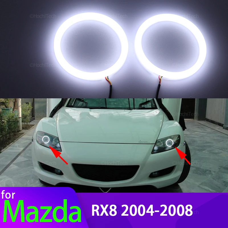 

for Mazda RX8 Rx-8 2004-2008 Car Accessories 6000K White Cotton LED Angel Eyes Kit Halo Ring DRL Daytime Light