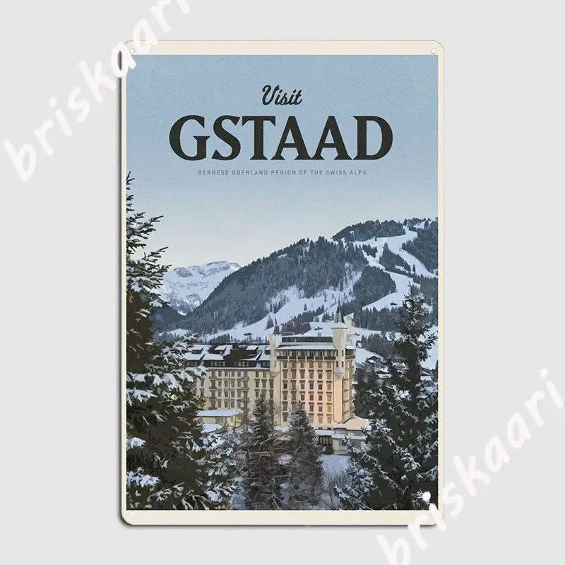 

Посетите Gstaad, металлический знак, настенный, паб, гараж, ретро, украшение гаража, оловянный знак, плакат