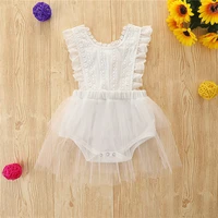 infant baby girl jumpsuits 2022 summer new solid sleeveless lace mesh romper dress for newborns kids clothes girls costumes