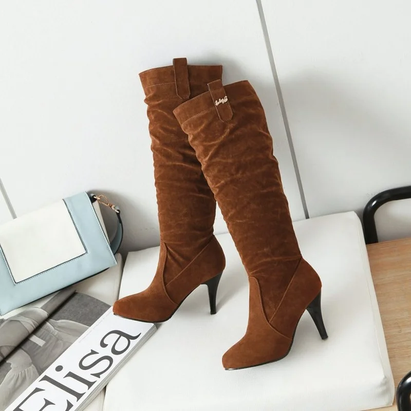 Big Size 43 High Heeled Boots Woman Winter Boots Women Shoes Knee High Boots  Ankle Boots for Women Gothic Shoes Black Boots NEW