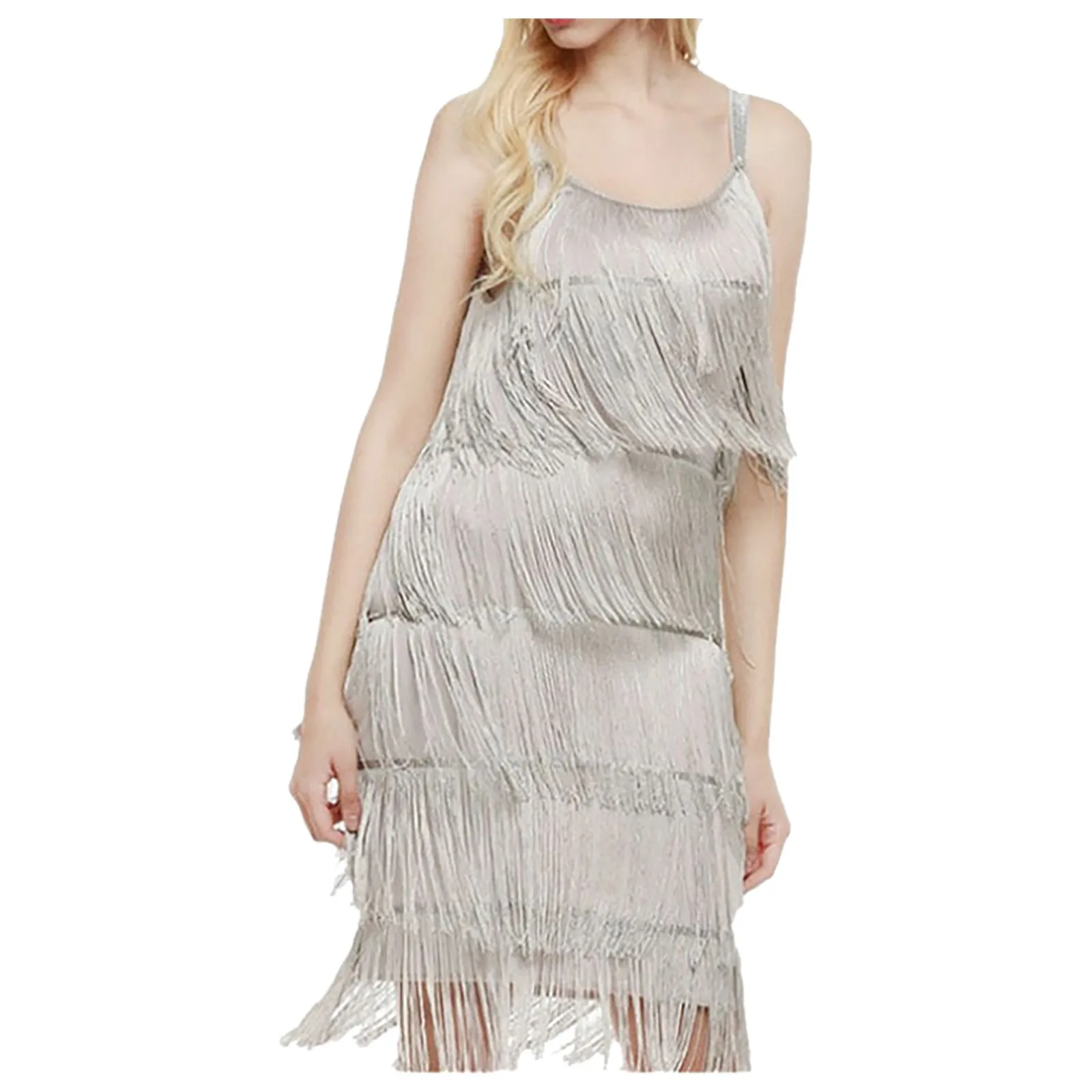 

Women Tassel Sleeveless Sling Camisole Belt Dresses Evening Party Beach Dress