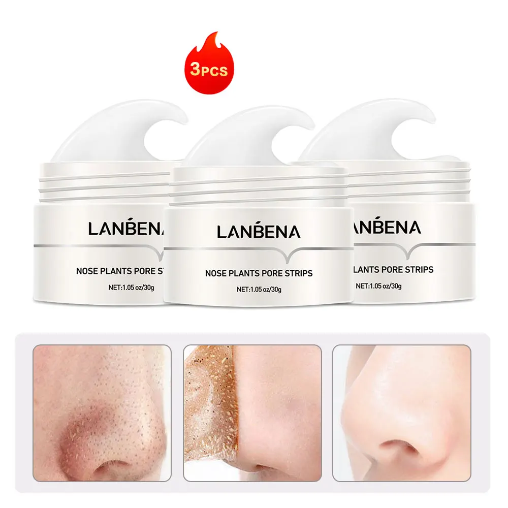 

3pcs Lanbena Remove Blackhead Nose Mask Clean Pores Nasal Membrane Peeling Strip Deep Cleansing Acne Treatment Skin Care Product