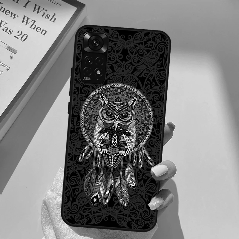 Чехол Ловец снов с перьями и волком для Xiaomi Redmi Note 11 10 9 8 Pro 11S 10S 9S 8T K50 K40 9A 9C 10A 10C