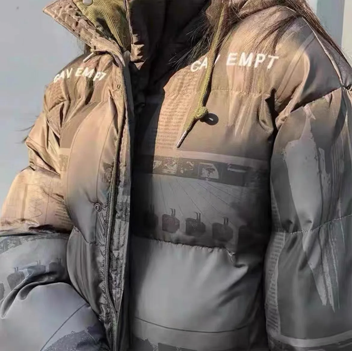2022 Cav Empt куртка с принтом линии хлопковая подкладка вышитые буквы зимняя теплая куртка пальто Лучшее качество