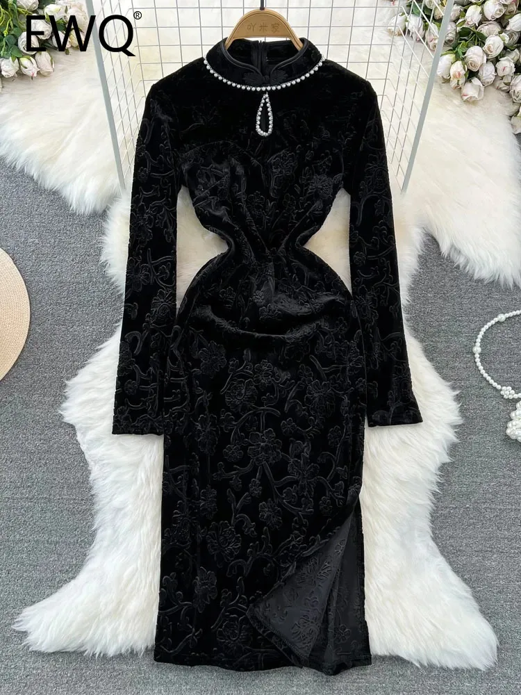 

Женское бархатное платье в стиле пэчворк, с высокой талией