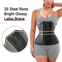 latex waist trainer long torso invisible body shaper for women fajas colombianas 25 steel bones corset slimming girdle trimmer