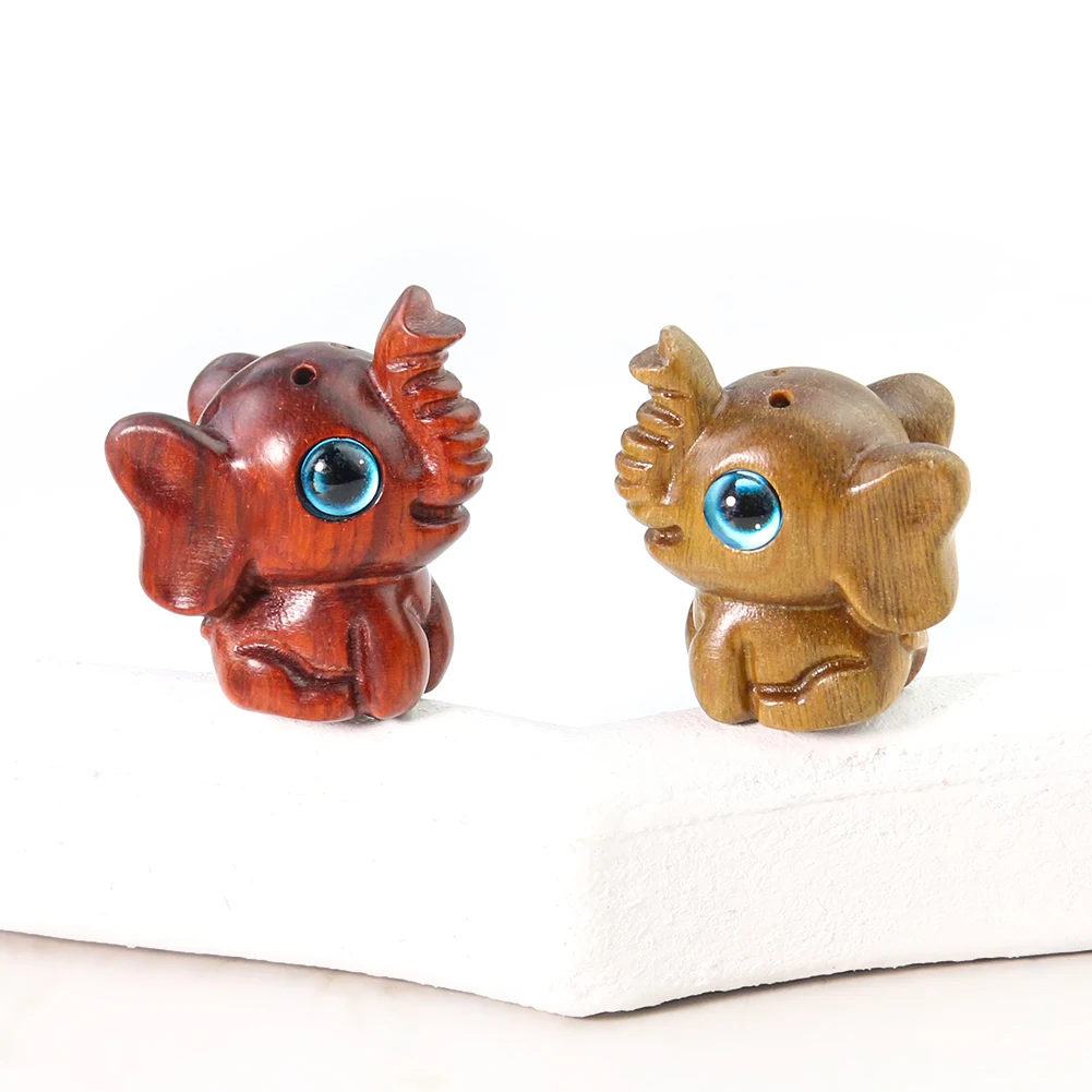 

Cute MIni Animal Real Wood Craft Handmade Carving African Elephant Trunk Jewelry Necklace Pendant Lucky Feng Shui Ornament Gift