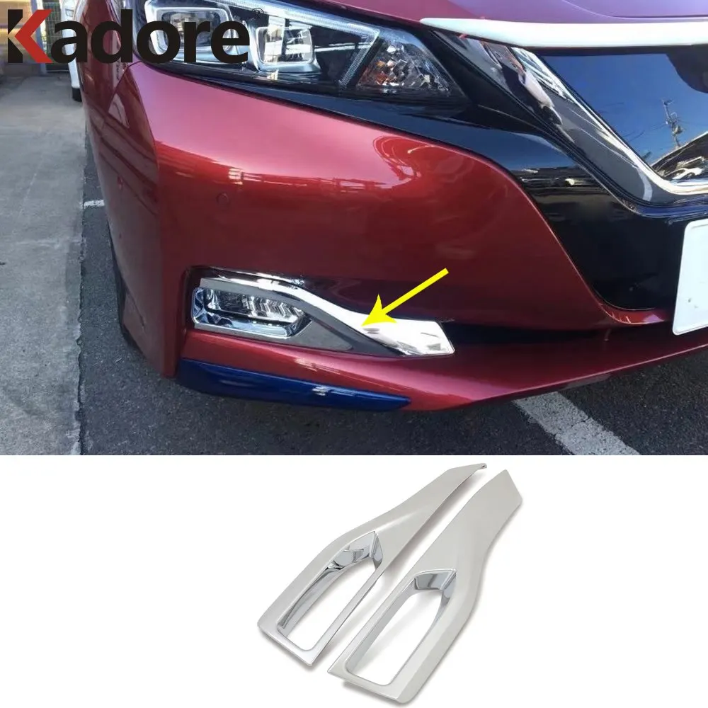 

For Nissan Leaf 2017 2018 2019 ABS Chrome Front Fog Lamps Light Cover Head Foglight Frame Hood Car Styling Stickers Accessories