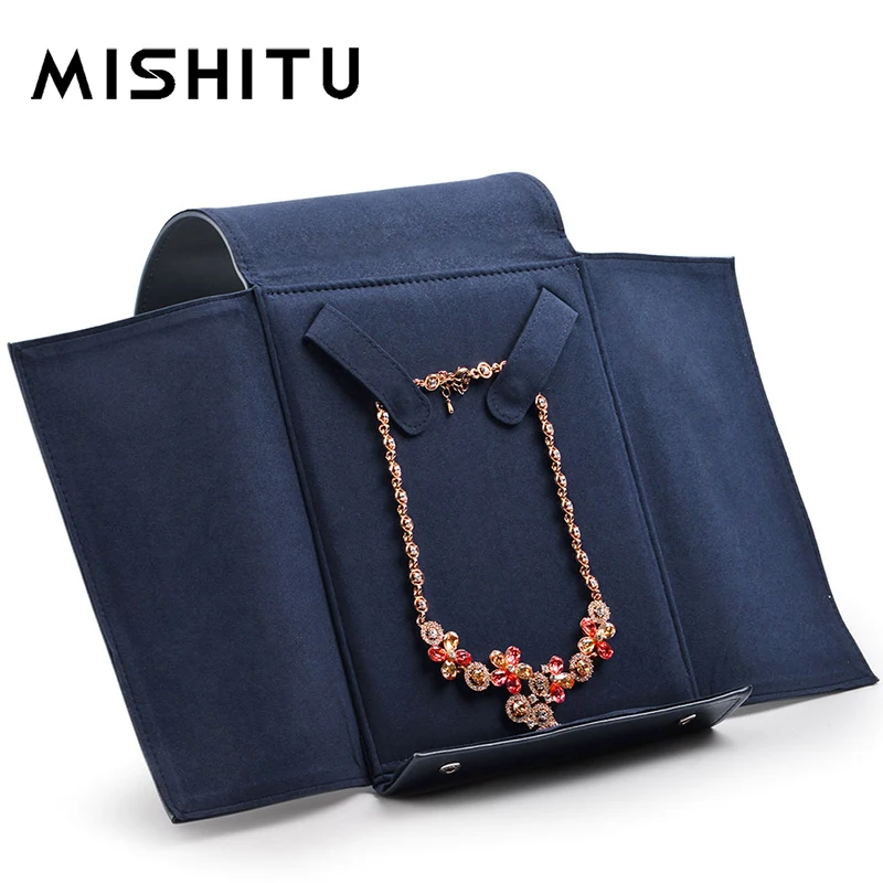 MISHITU Royal Blue Necklace Bag Premium Jewelry Storage Bag Large Jewelry Necklace Gift Storage Bags for Big Necklace Organizer