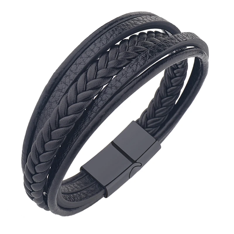 

2023 New New Design Multilayer Hand Woven Genuine Leather Bracelets and Bracelets Men's Alloy Fashion Bracelet Gifts