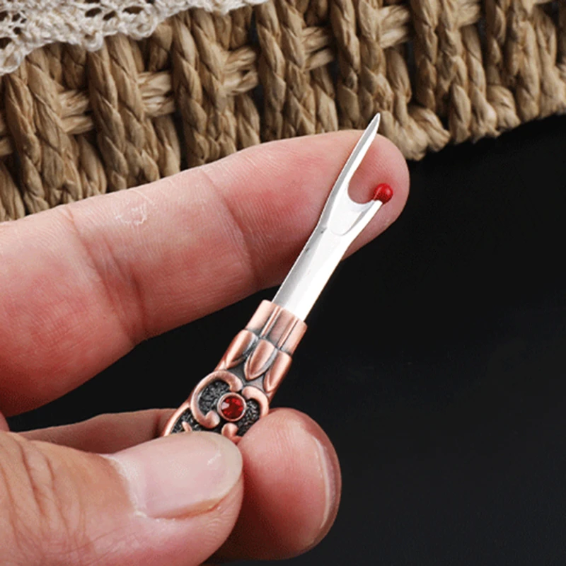 Винтажный Стиль Ручка Из Нержавеющей Стали Нитевдеватель Вышивка Крестиком