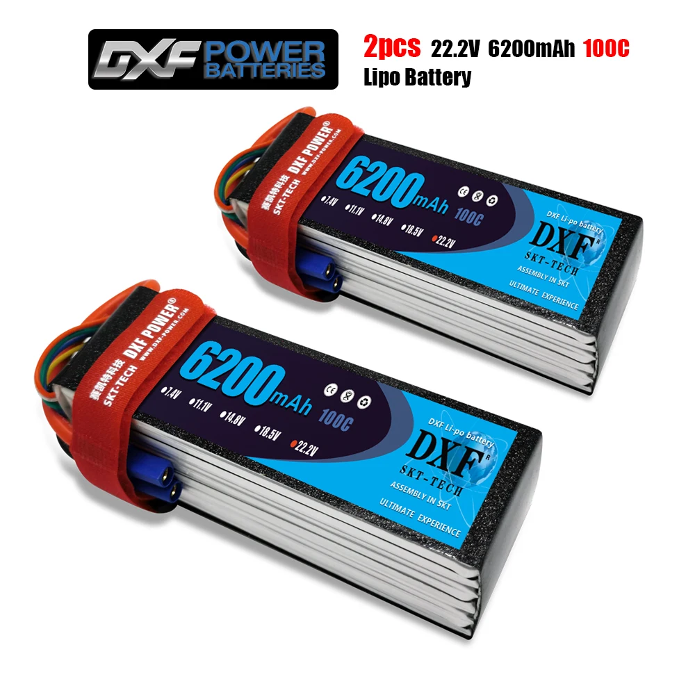 2PCS DXF 7.4V 7.6V 11.1V 15.2V 14.8V 22.2V 2S 3S 4S 6S 5200Mah 6300Mah 6500mAh 6200mAh 6750mAh 8000mAh 7000mAh Lipo Batteries