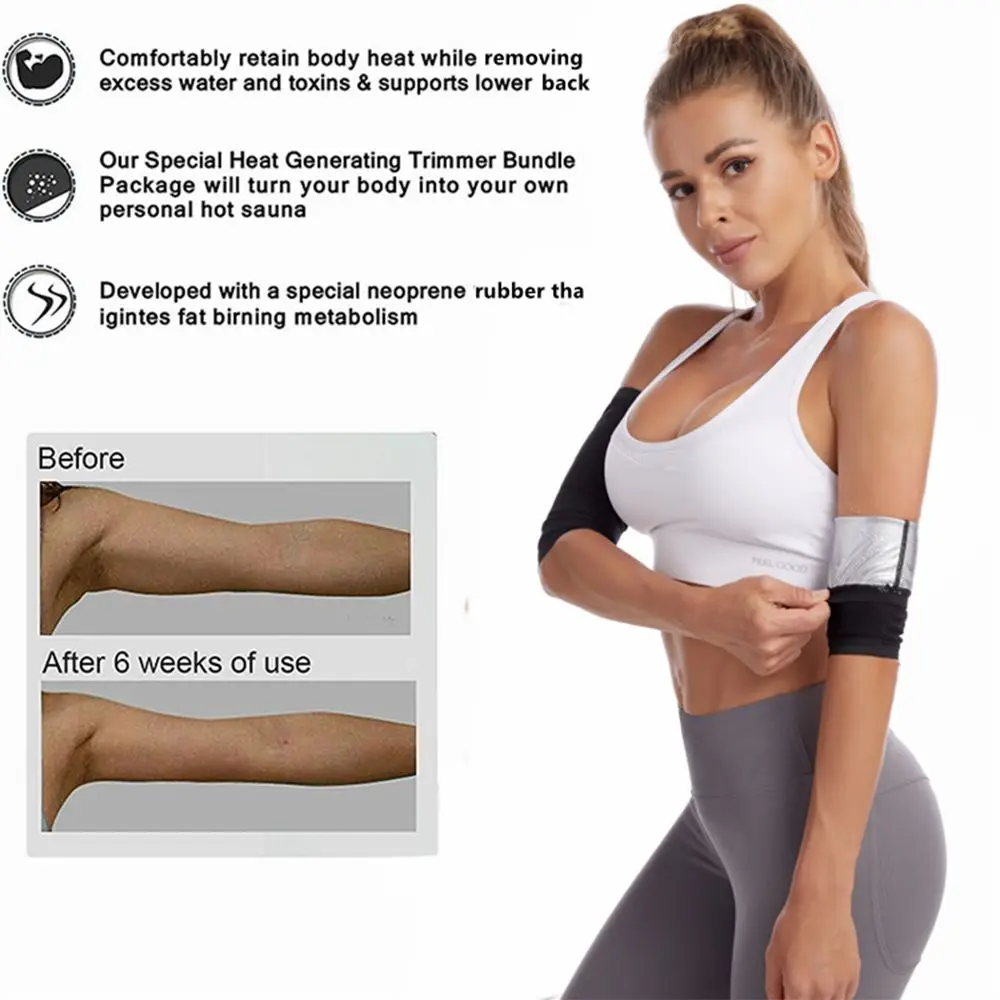 

1 Pair Slimming Cellulite Sweat Sauna Face Lift Tool Arm Sleeves Wrap Belt Shaperwear Arm Shaper