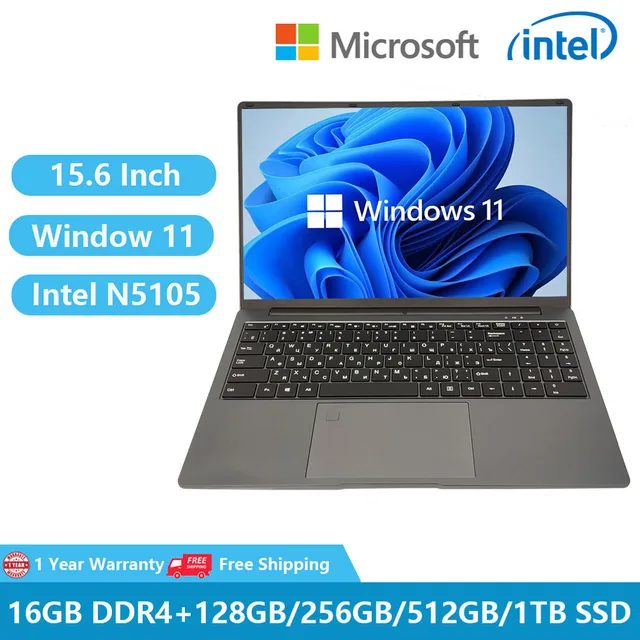 2023 Gaming Laptops Windows 11 Cheap School Notebook Computer PC Netbook 15.6 Inch Intel Celeron N5105 16G RAM 1TB M.2 Dual WiFi 1