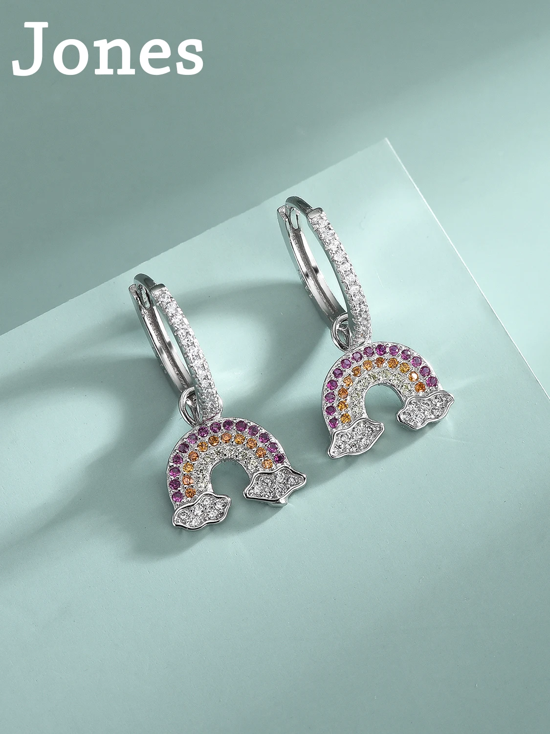 

S925 Sterling Silver Rainbow Full Of Diamonds Cloud Earrings Female Temperament Mori Fashion Europe And The United States Luxury