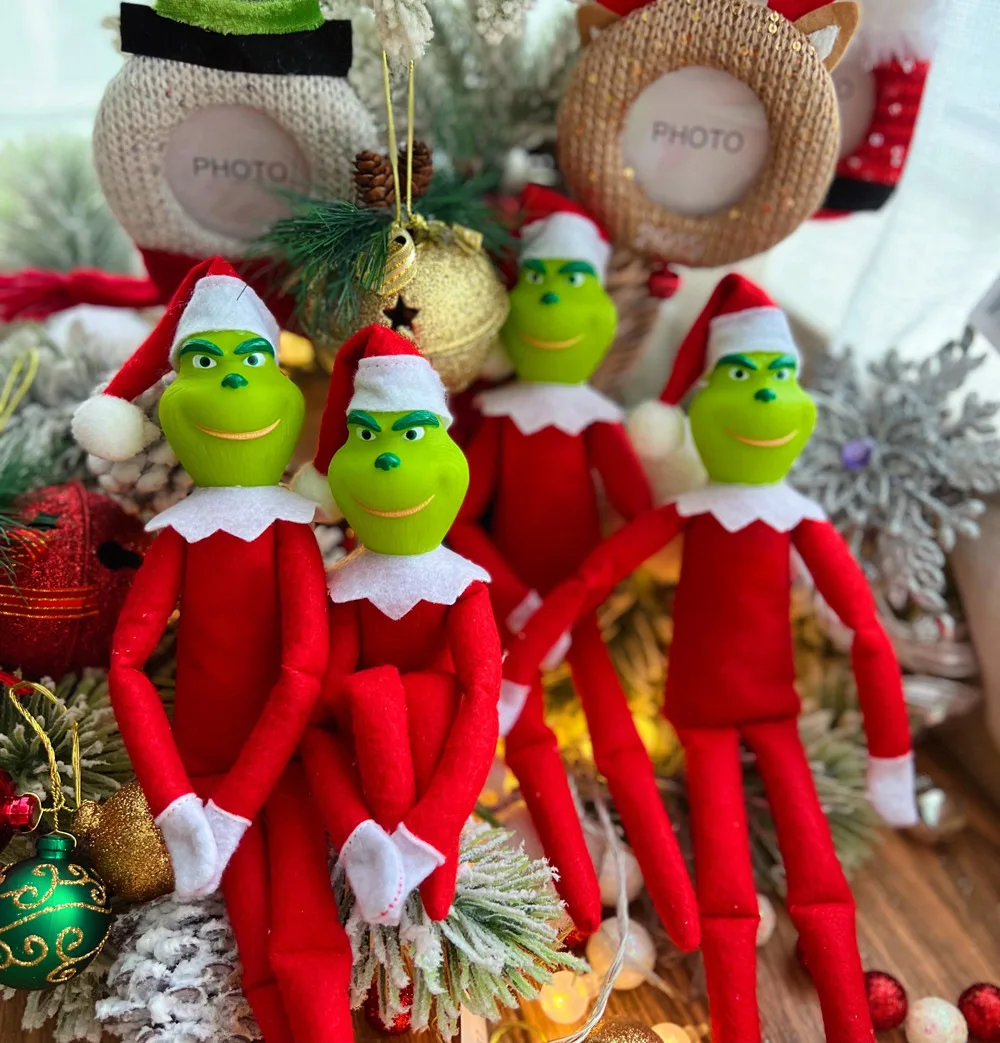 

30cm Green Monster Elf Doll Plush Toys Christmas Grinch Max Dog Toy Soft Stuffed Doll for Children Christmas Pendant Gifts