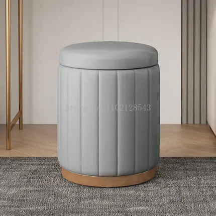 

PU Leather Ottoman Pouf Stool Household Storage Stool Sofa Ottoman Footstool Large 45cm*35m Bedroom Vanity Chair Home Furniture