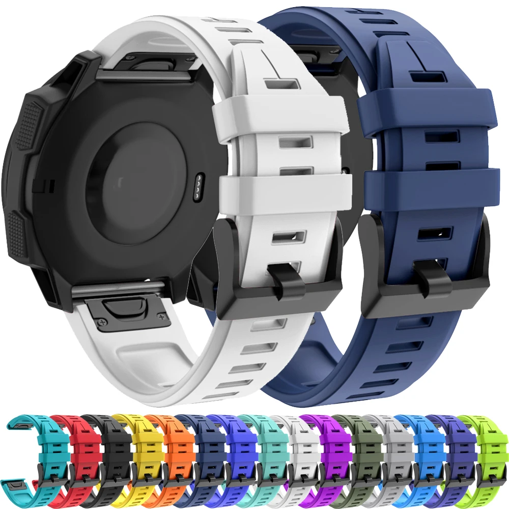 Для Garmin Fenix 8 E 47 мм ремешок QuickFit 22 26 силиконовый 7 7X Pro 6 6X 5 5X Plus/Epix 51 браслет-цепочка