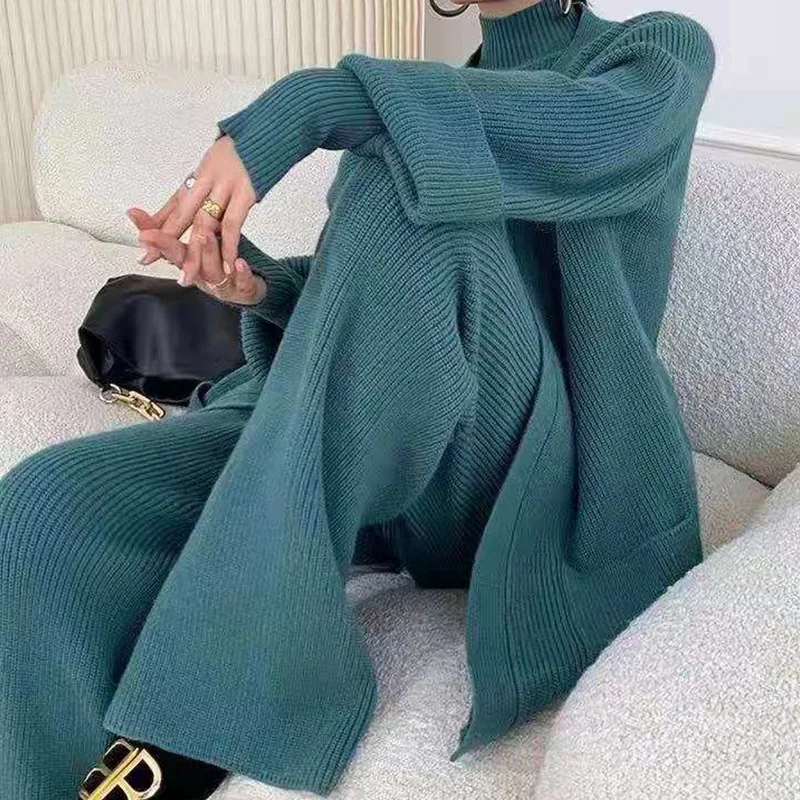 

Female qiu dong yuan temperament thickens knitting wide leg pants 3 sets
