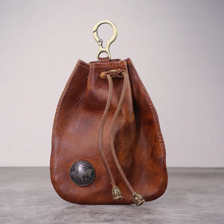 New 2023 Creative Fashion Style Coin Purse Women's Retro Hand-rubbed Color Plant Tanned Leather Bag