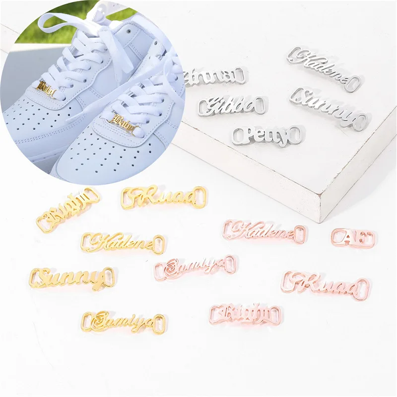 One Pair Personalized Name Shoe Buckle Custom Name Shoe Buckle Customized Sneakers Tag For Women Men Stainless Steel Jewelry