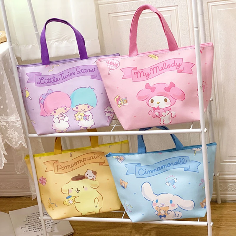 

My Melody Sanrioed Anime Kuromi Kt Cat Little Twinstar Cinnamoroll Purin Dog Lunch Bag Cartoon Kawaii Cute High Capacity Handbag