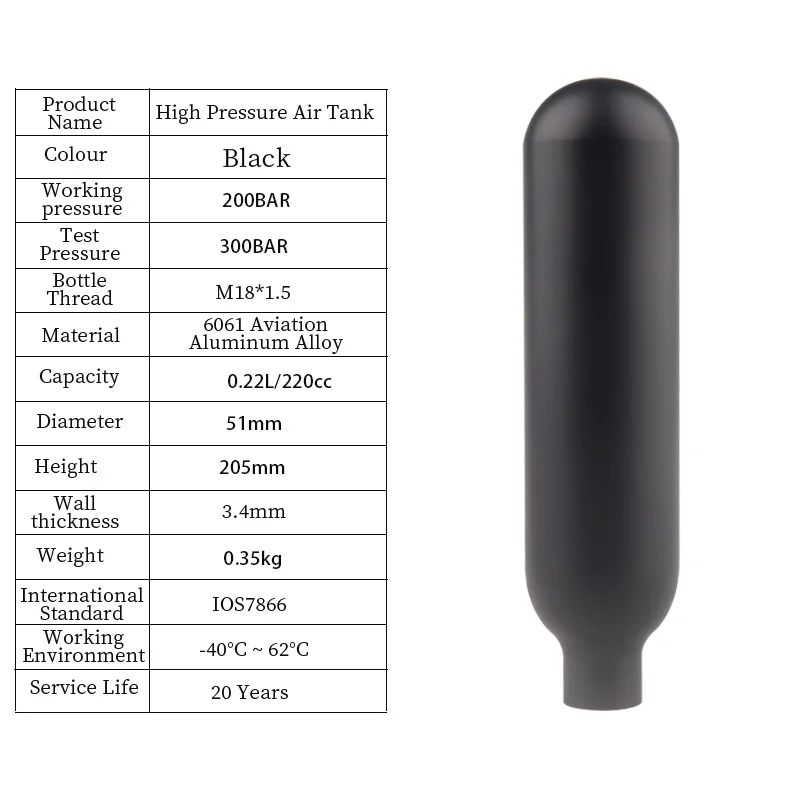 Газовый баллон HPA 0.22L 220CC