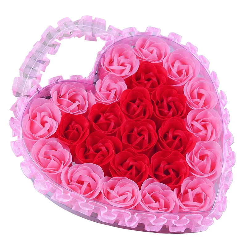 

24 шт. ароматизированное мыло в форме сердца для ванны, лепестков, цветов розы, свадебное украшение, подарочный бумажный ароматизатор, необычное мыло