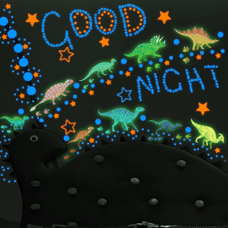 

Cartoon Luminous Dinosaur Starry Sky Wall Stickers for Kids Rooms Ceiling Home Decor Wall Decals Stars Glow In The Dark Stickers