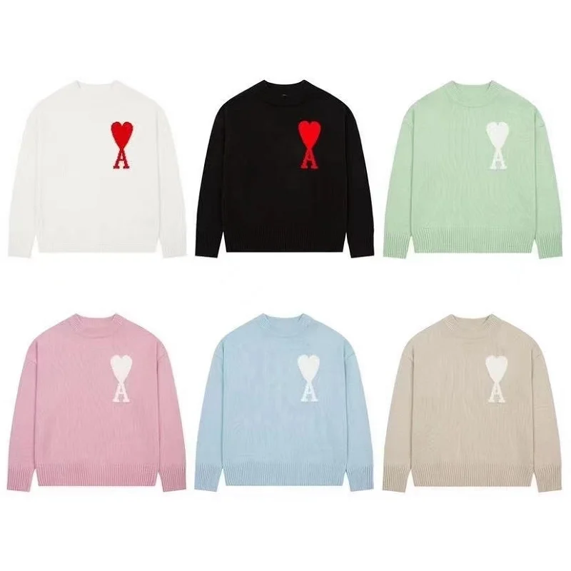 

Autumn/Winter 2022 Korean Fashion Women's High Quality Round Neck Sweater Pullover Letter A Love Sweater for Men And Women