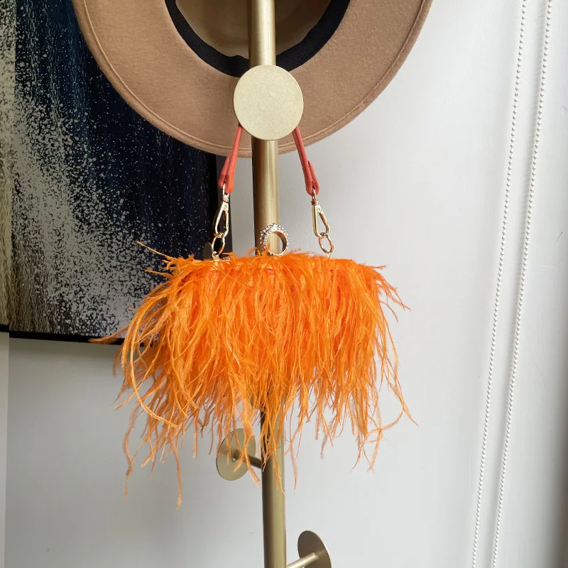 Женский вечерний клатч из страусиного пера роскошные дизайнерские свадебные