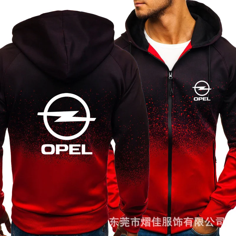 

Fashion Men's Hoodies OPEL Casual Harajuku Gradient color Cardigan Coat Mens Fleece Outdoor Sweatshirts zipper Jacket
