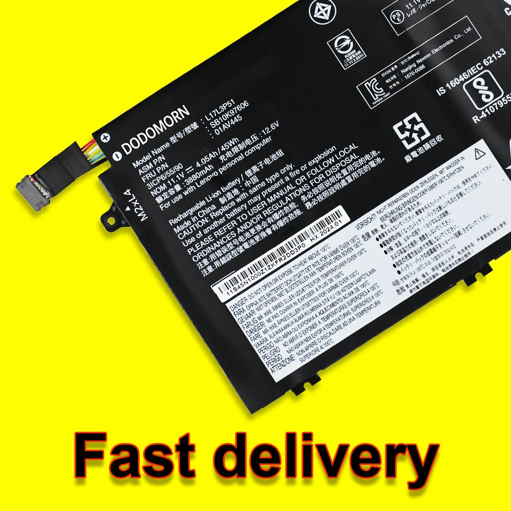 01AV445 L17L3P51 Аккумулятор для Lenovo ThinkPad E14 E15 E480 E490 E495 E580 E585 E590 E595 Ноутбук L17M3P51 L17C3P51 01AV446