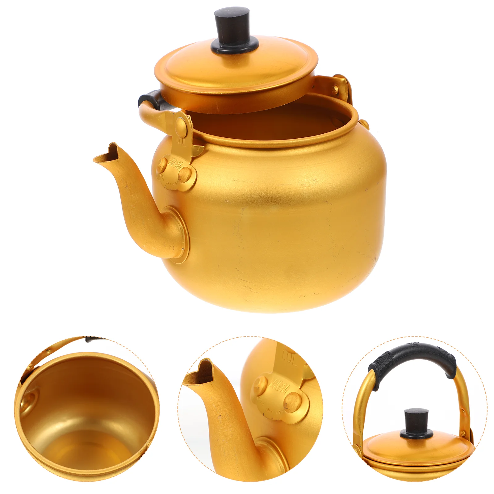 

Teapot Water Stovetop Tea Kettle: 1L Aluminium Boiling Whistling Tea Stovetop Kettle Heating Cup Coffee Pot for Household Golden