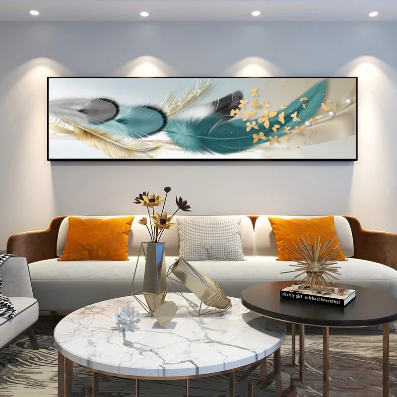 

Простой современный роскошный декоративный фон с изображением пера для гостиной, дивана, спальни, без рамки