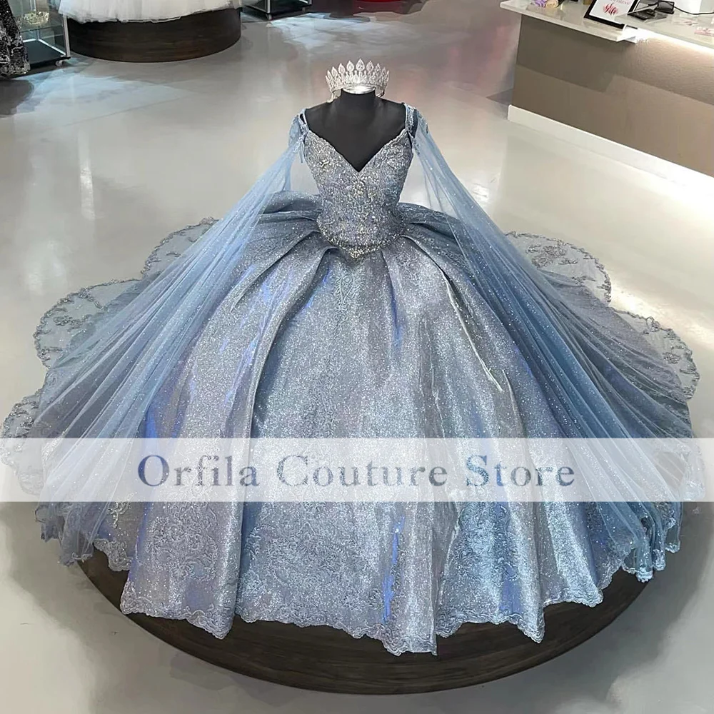 Блестящее платье для выпускного вечера Quinceanera 2022 Кружевная аппликация Блестки Сверкающее бальное платье для вечерние милое 16 платье одежда...