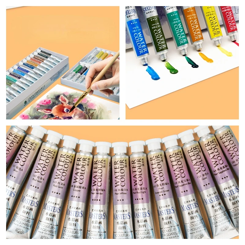 

12/18/24 Colors Artist Paint Set Professional Watercolor Pearlescent Color Pigment High Quality Hand-painted Coloring Tool