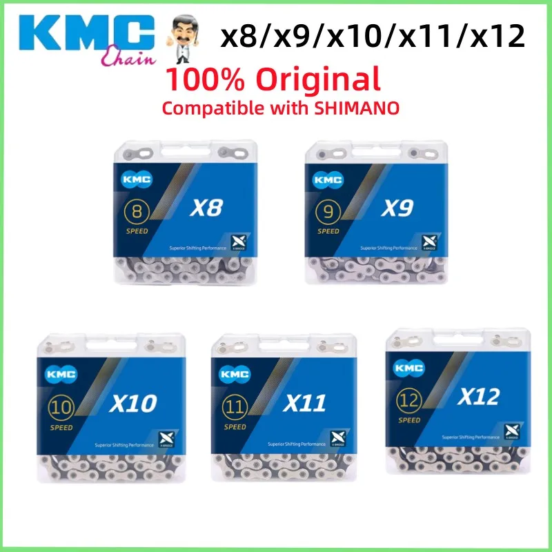 

Цепь велосипедная KMC X8/X9/X10/X11/X12, подходит для скоростей 8/9/10/11/12, SRAM 8/9/10/11/12 s