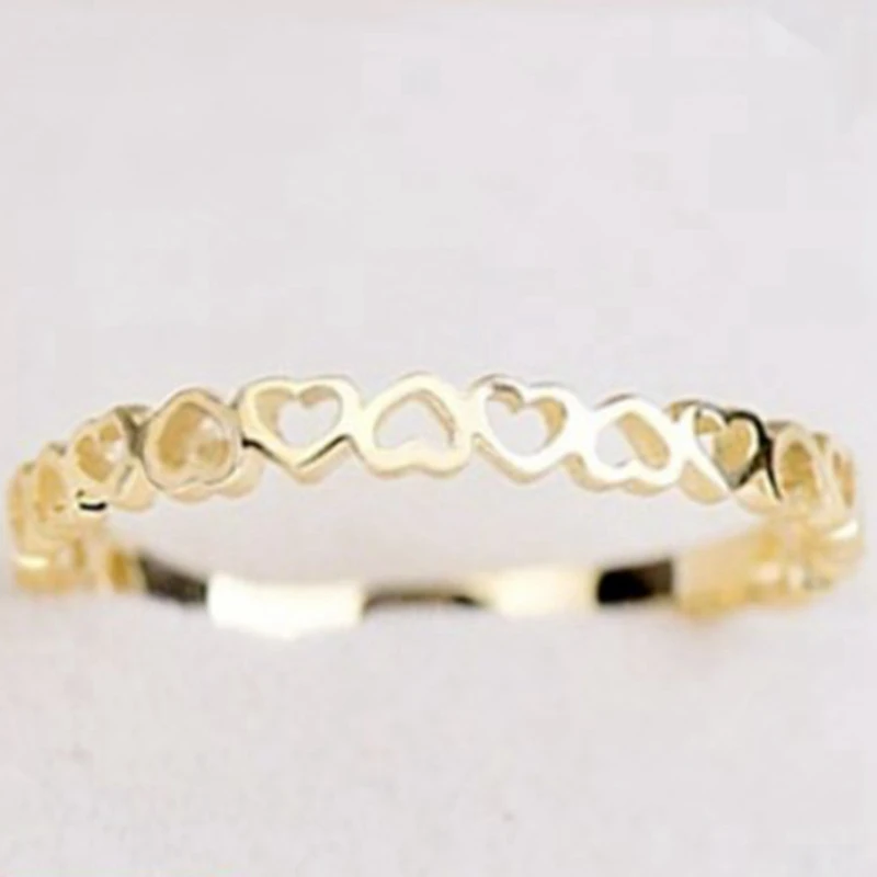 

Chic Minimalist Eternity Band Heart Hollow Rings For Women Gold / Silver Color Personality Jewelry Wedding Banquet Party Gift