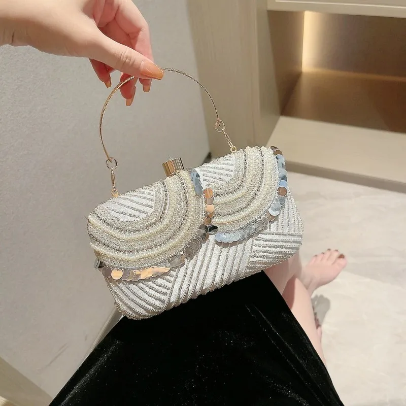 Luxy Moon Sequin Designer Luxury Bag Dress Banquet Purses Elegant Ladies U Shape Lace Chain Handbags Z611