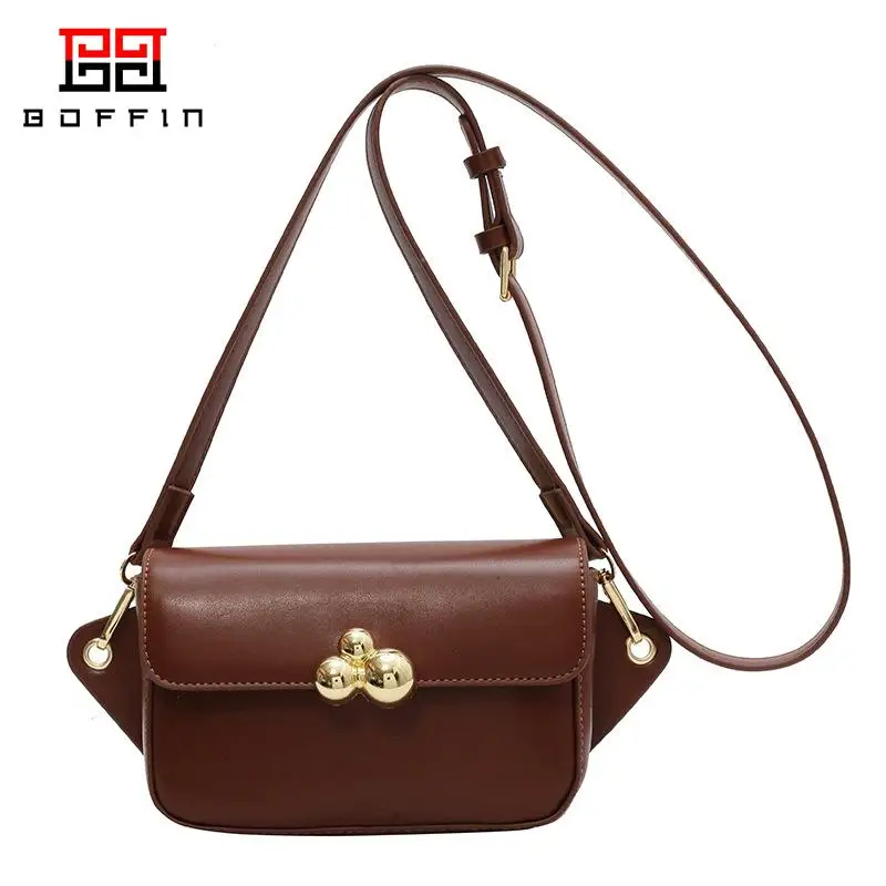 Boffin High-End Brand Fashionable Women's Bags Textured Crossbody Bag High Quality Solid Color Handbags Summer Trend Pu Bag