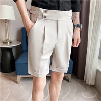 2022 korean fashion shorts men streetwear pleated shorts knee length work bottoms summer streetwear cool bermudas male slim fit
