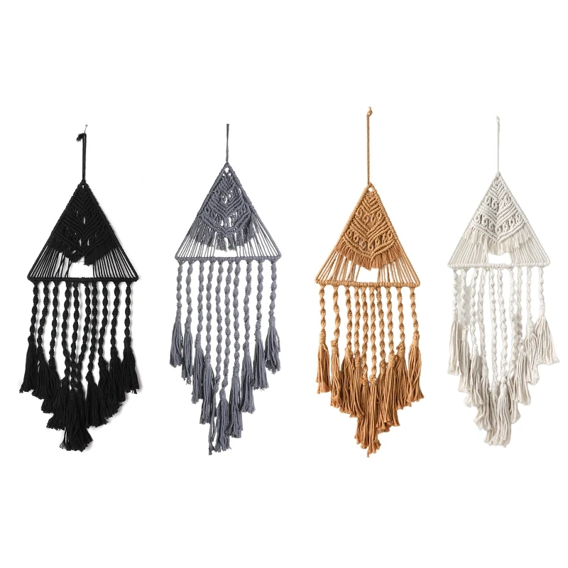 

triangle Macrame Wall Hanging tassel Tapestry Hand-Woven Bohemian Style Rope Tapestries for Gifts Bedroom Living Room Dormitory