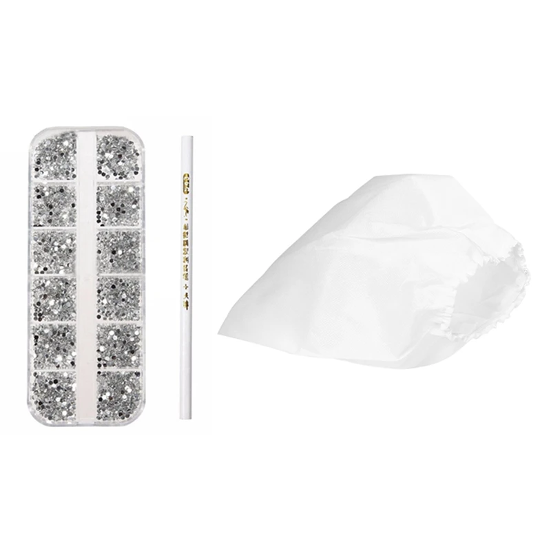 

3000 шт. 3D акриловые 2 мм Самоцветы Шпильки Набор для дизайна ногтей + ручка с 8 шт. мешков для пыли для ногтей