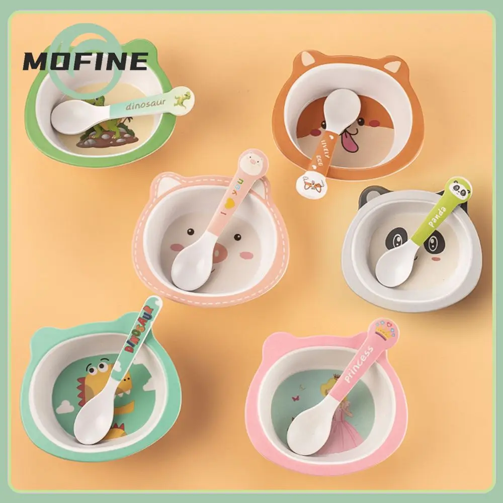 

Aby Feeding Dishes Kids Dinner Feeding Plate Bamboo Fiber Tableware 1set Baby Bowl Spoon Cartoon Food Plate Spoon Kitchen Tool