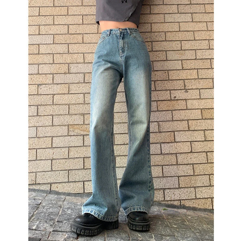 

Y2K Streetwear Vintage High Waist Distressed Baggy Jeans Womens 90s For Trousers Women Denim Wide-legged Pants Bell Bottoms