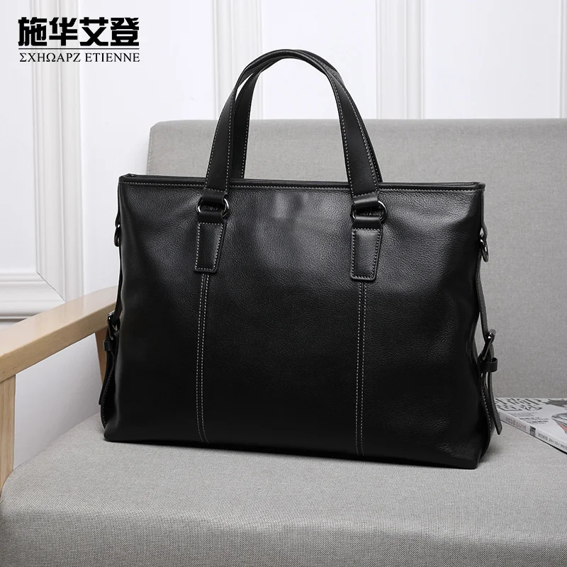 

Men's bag leather men's casual hand top layer cow computer 14 inch business briefcase horizontal messenger