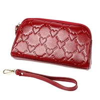2022 fashion leather wallet women embossed womens clutch bag with wristband new large capacity zipper cowhide coin purse