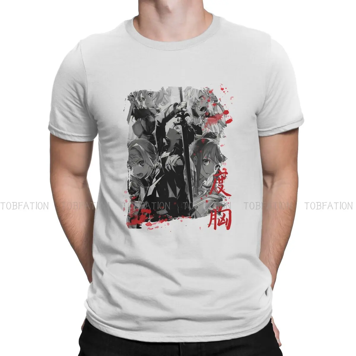 

Black and white kirito fight design Classic Unique TShirt Sword Art Online TV Show Creative Graphic T Shirt